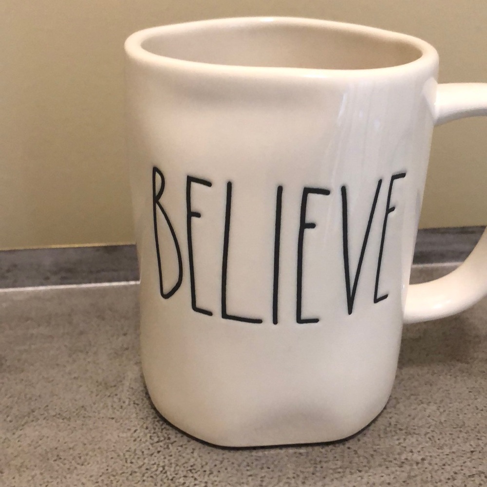 Rae Dunn Cream 'Believe' Mug